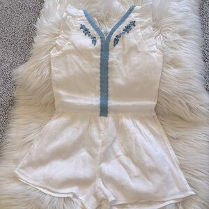 Jack by BB Dakota White Romper with Blue Trim